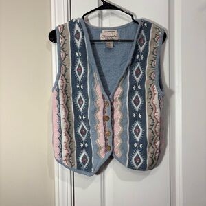 Christopher & Banks Vintage Hand Embroidered Knit Sweater Vest